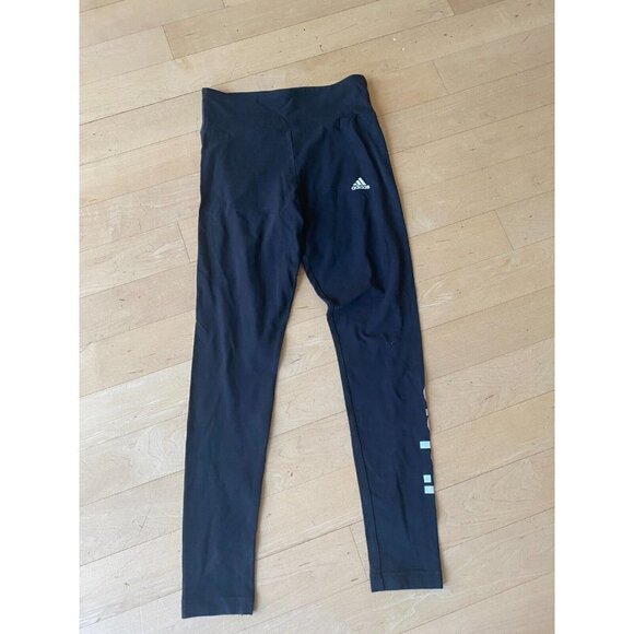 ADIDAS Womens Activewear Hi Waist Logo Leggings Small Black - Picture 1 of 4